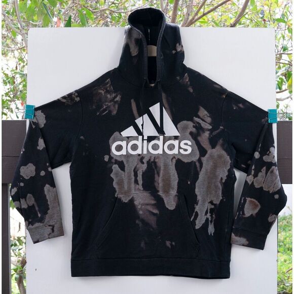 Adidas Golf Bleach Dye Logo LA Back Print Distressed Hoodie Sweatshirt Size XL - Picture 1 of 10